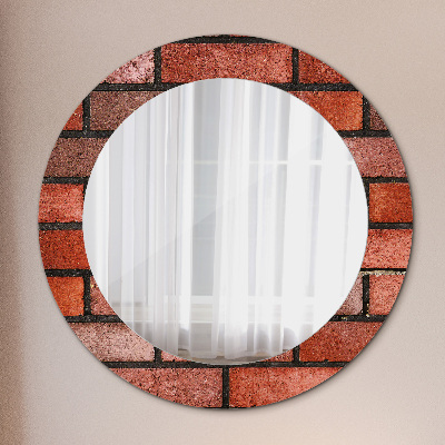 Round decorative wall mirror Red brick