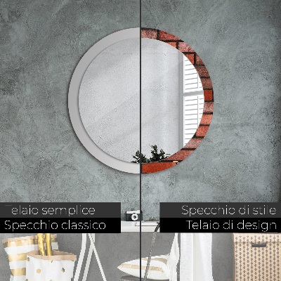 Round decorative wall mirror Red brick