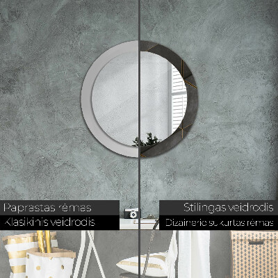 Round mirror print Gray triangles