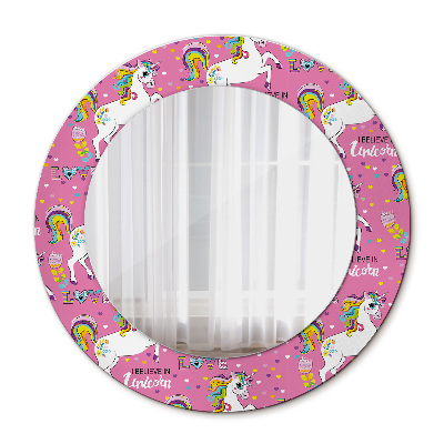 Round mirror printed frame Magic unicorn