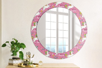 Round mirror printed frame Magic unicorn