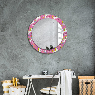 Round mirror printed frame Magic unicorn