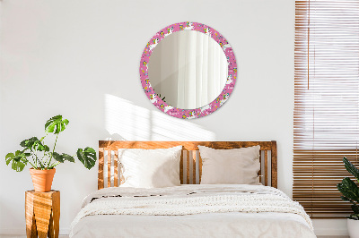 Round mirror printed frame Magic unicorn