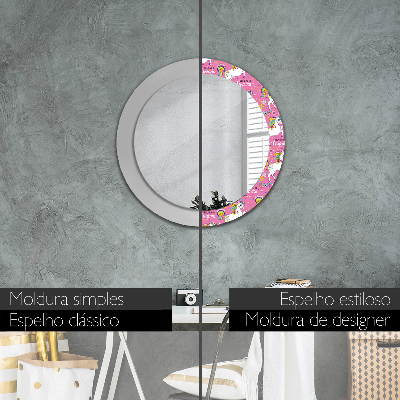 Round mirror printed frame Magic unicorn