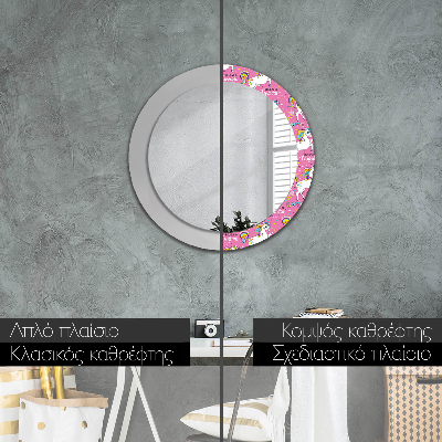 Round mirror printed frame Magic unicorn