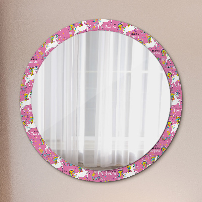 Round mirror printed frame Magic unicorn