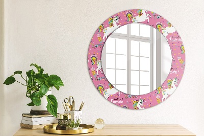 Round mirror printed frame Magic unicorn