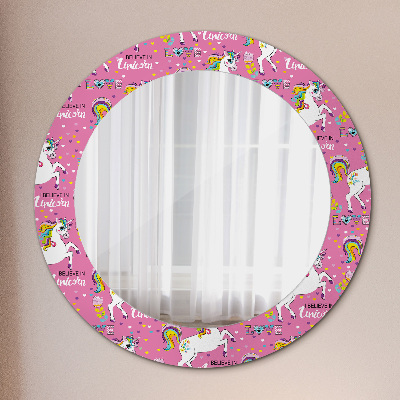 Round mirror printed frame Magic unicorn