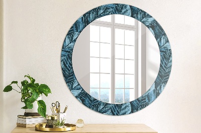 Round mirror printed frame Jungle foliage