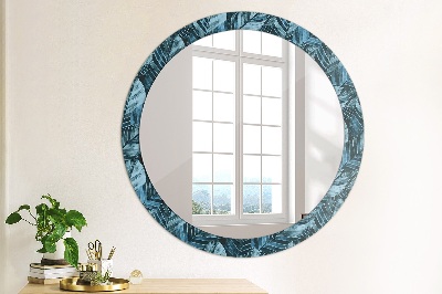 Round mirror printed frame Jungle foliage