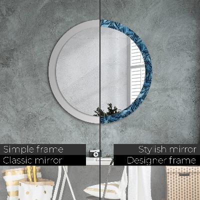 Round mirror printed frame Jungle foliage