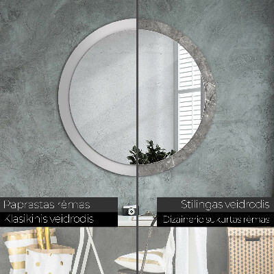 Round mirror printed frame Rustic marble