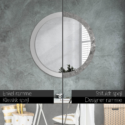 Round mirror printed frame Rustic marble