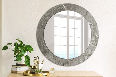 Round mirror printed frame Rustic marble