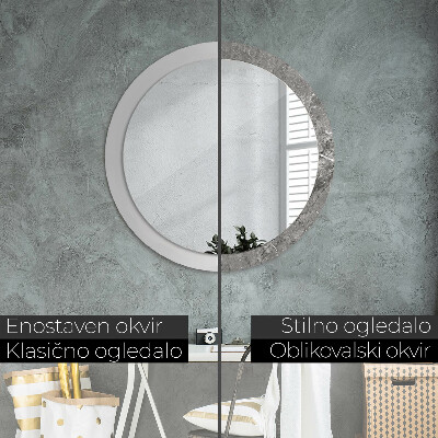 Round mirror printed frame Rustic marble