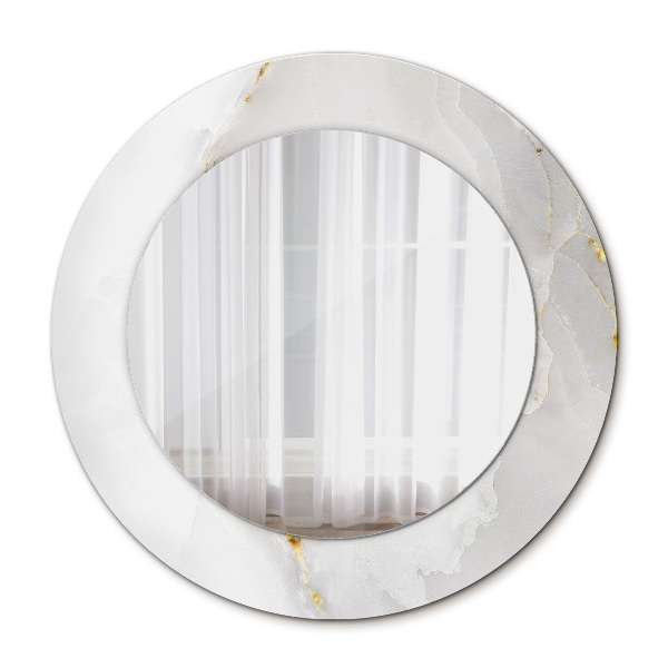 Round mirror printed frame Glossy marble