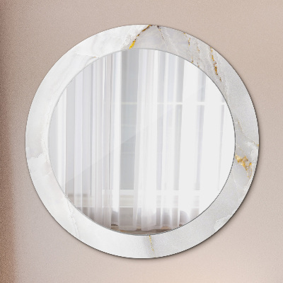 Round mirror printed frame Glossy marble