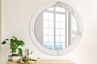 Round mirror printed frame Glossy marble