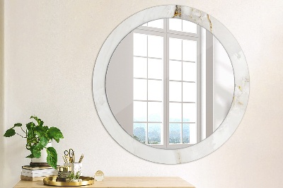 Round mirror printed frame Glossy marble