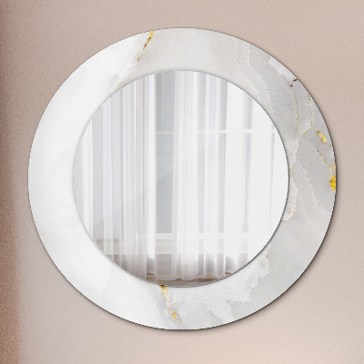 Round mirror printed frame Glossy marble