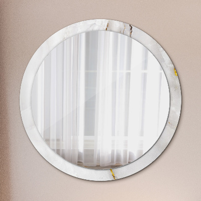 Round mirror printed frame Glossy marble