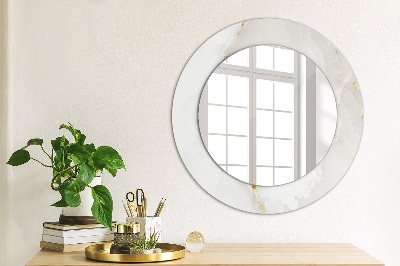 Round mirror printed frame Glossy marble