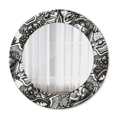 Round mirror printed frame Abstract liquid