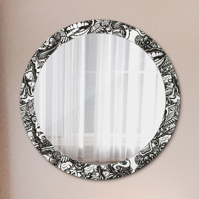 Round mirror printed frame Abstract liquid