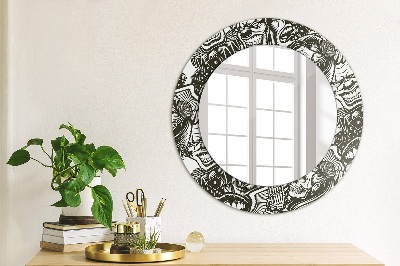 Round mirror printed frame Abstract liquid