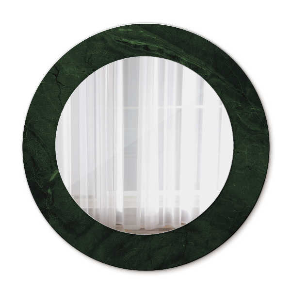 Round mirror print Green marble