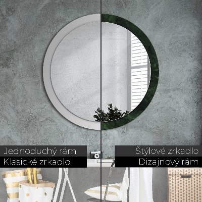 Round mirror print Green marble