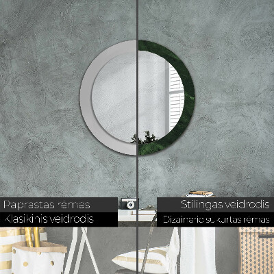 Round mirror print Green marble