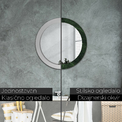 Round mirror print Green marble