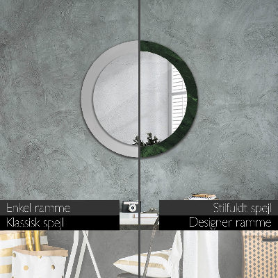 Round mirror print Green marble