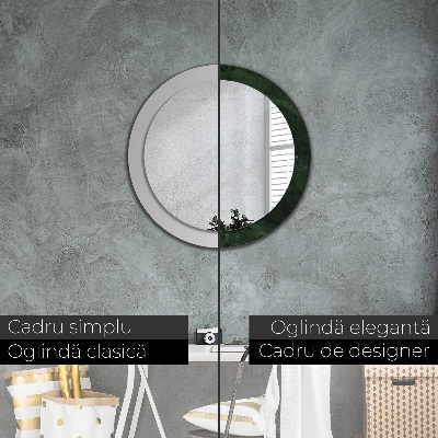 Round mirror print Green marble