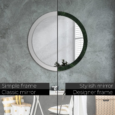 Round mirror print Green marble