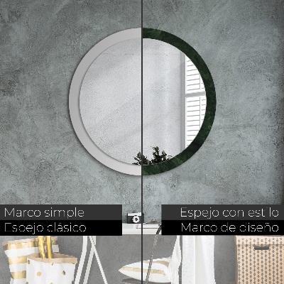 Round mirror print Green marble