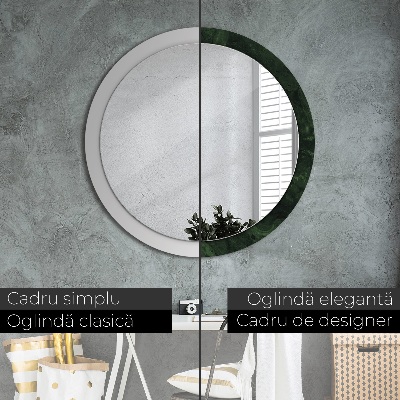 Round mirror print Green marble