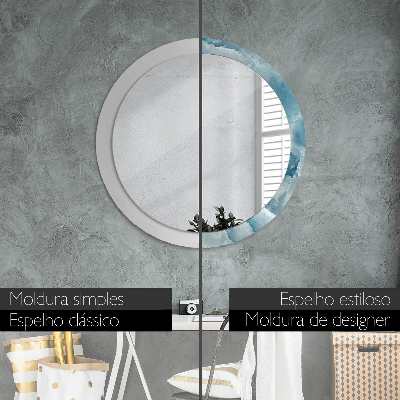 Round mirror print Blue onyx marble