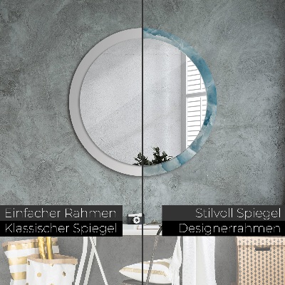 Round mirror print Blue onyx marble