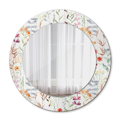 Round mirror decor Wild flowers