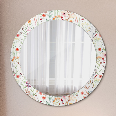 Round mirror decor Wild flowers