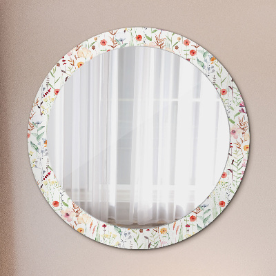 Round mirror decor Wild flowers