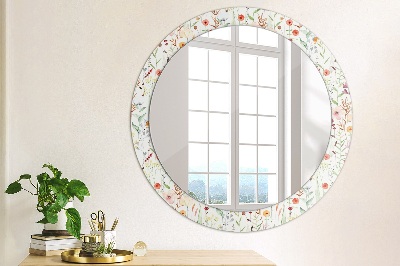 Round mirror decor Wild flowers