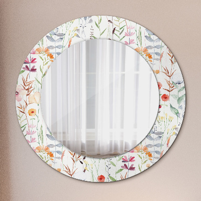 Round mirror decor Wild flowers