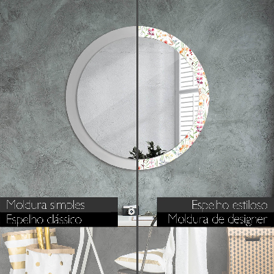 Round mirror decor Wild flowers