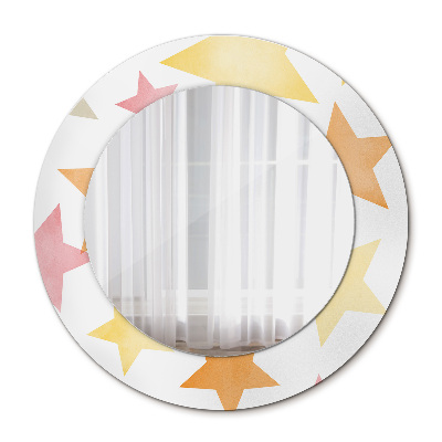 Round mirror print Pastel color stars