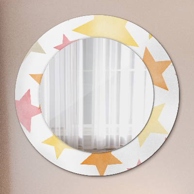 Round mirror print Pastel color stars