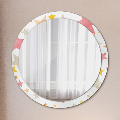 Round mirror print Pastel color stars