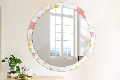 Round mirror print Pastel color stars